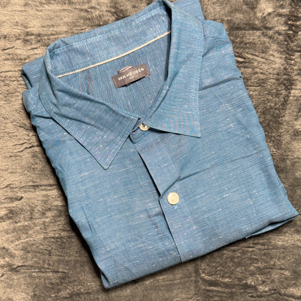 Van Heusen Air Button Down Shirt Mens XLT Blue